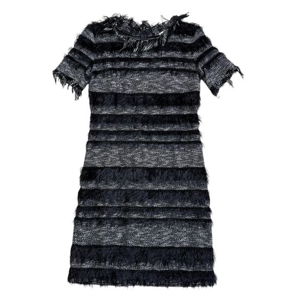 Vintage 1990s Nicole Miller Atelier Tweed Shag Short Sleeve Shift Dress Size 2 - Picture 3 of 9